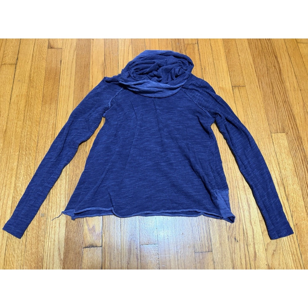 Free People Beach Cocoon Cowl Neck Top Heathered Blue S/M
